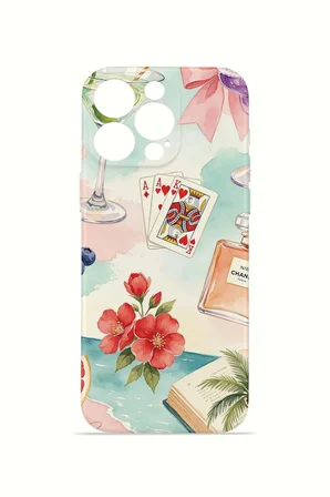 iPhone 15 Pro Vorian İnce Kamera Korumalı Mika Kılıf Mediterranean Holiday Collage