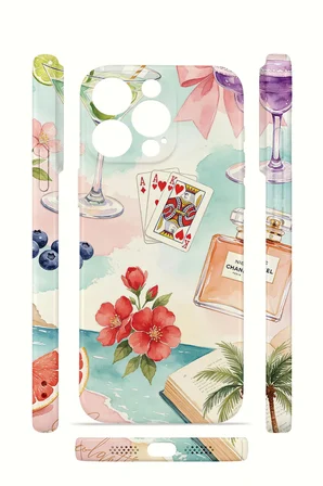 iPhone 15 Pro Vorian İnce Kamera Korumalı Mika Kılıf Mediterranean Holiday Collage