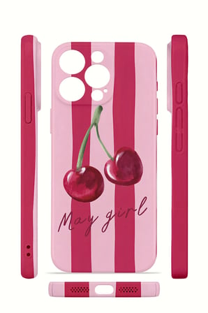 iPhone 15 Pro Vorian İnce Kamera Korumalı Mika Kılıf Cherry Girl
