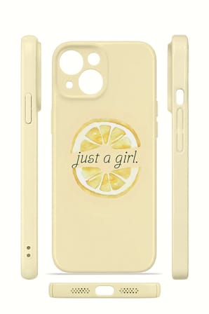 iPhone 15 Plus Vorian İnce Kamera Korumalı Mika Kılıf Just A Girl Lemon
