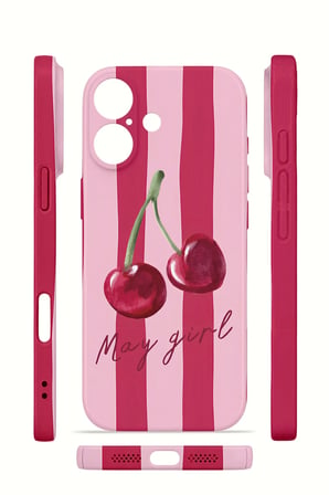 iPhone 16 Vorian İnce Kamera Korumalı Mika Kılıf Cherry Girl