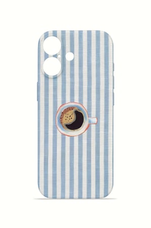 iPhone 16 Plus Vorian İnce Kamera Korumalı Mika Kılıf Morning Coffee Stripe