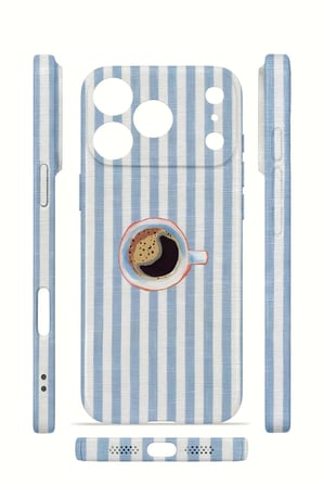 iPhone 17 Pro Max Vorian İnce Kamera Korumalı Mika Kılıf Morning Coffee Stripe