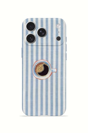 iPhone 17 Pro Max Vorian İnce Kamera Korumalı Mika Kılıf Morning Coffee Stripe