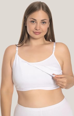 2 Adet Beyaz - Siyah Kadın Emzirme Yarım Atlet Büstiyer İp Askılı Likralı Gece Atleti Hamile Giyim