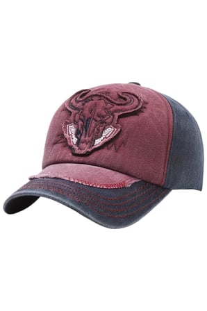 Tezzgelsin Unisex Eskitme Boğa Nakışlı Ayarlanabilir Beyzbol Kep Şapkası 2'li Set