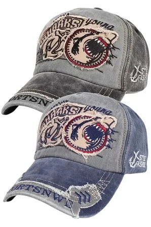Tezzgelsin Unisex Eskitme Sharks Nakışlı Ayarlanabilir Beyzbol Kep Şapka 2'li Set