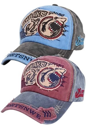 Tezzgelsin Unisex Eskitme Sharks Nakışlı Ayarlanabilir Beyzbol Kep Şapka 2'li Set