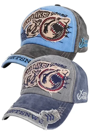 Tezzgelsin Unisex Eskitme Sharks Nakışlı Ayarlanabilir Beyzbol Kep Şapka 2'li Set