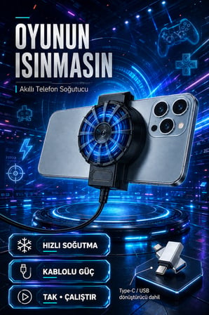 Kablolu Telefon Soğutucu Fan Radyatörü Type-C-Usb Aparatı Dahil