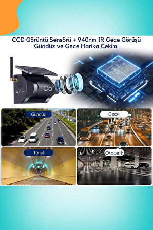 1080P FULL HD KENDİLİĞİNDEN BATARYALI GÜNEŞ PANELLİ MIKNATISLI WİFİ ARAÇ KAMERASI.