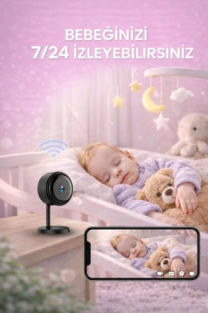 Wİ-Fİ Mini Güvenlik Kamerası Bebek Evcil Hayvan Yaşlı Bakım İçin Gece Görüşlü 