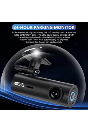 Geniş Açı 4K Ön 1080p Full HD Arka 2 Kameralı Wifi Hafıza Kartına Kayıtlı Araç Kamerası