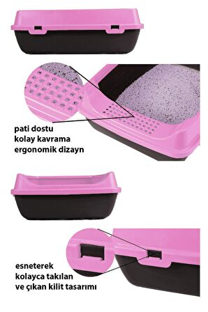 Açık Kedi Tuvaleti + Paspas + Yatak + Tırmalama + Kürek kedi seti - PA3