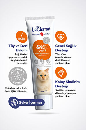 Kedi Multivitamin Malt Macunu - Taurinli Biyotin Kedi Maltı Tüy Yumak Önleyici Anti-hairball 100gr