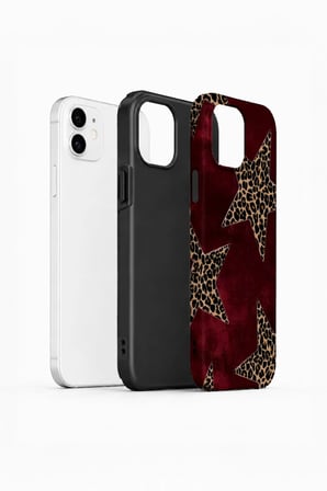 iPhone 12 Vorian Çift Katmanlı Kılıf Bordeaux Leopard Star