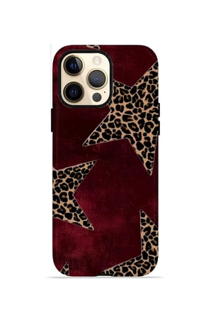 iPhone 12 Pro Vorian Çift Katmanlı Kılıf Bordeaux Leopard Star