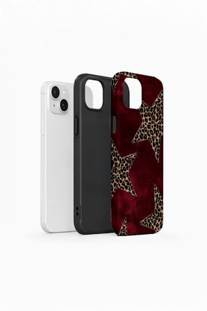 iPhone 14 Plus Vorian Çift Katmanlı Kılıf Bordeaux Leopard Star