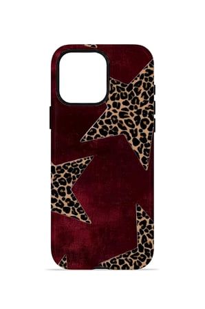 iPhone 15 Pro Max Vorian Çift Katmanlı Kılıf Bordeaux Leopard Star