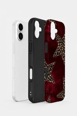 iPhone 16 Plus Vorian Çift Katmanlı Kılıf Bordeaux Leopard Star