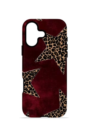 iPhone 16 Plus Vorian Çift Katmanlı Kılıf Bordeaux Leopard Star