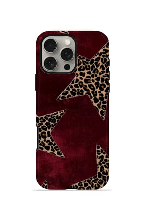 iPhone 16 Pro Vorian Çift Katmanlı Kılıf Bordeaux Leopard Star