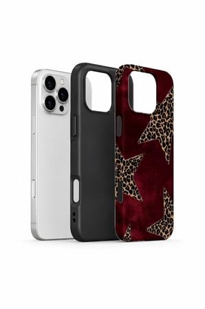 iPhone 16 Pro Vorian Çift Katmanlı Kılıf Bordeaux Leopard Star