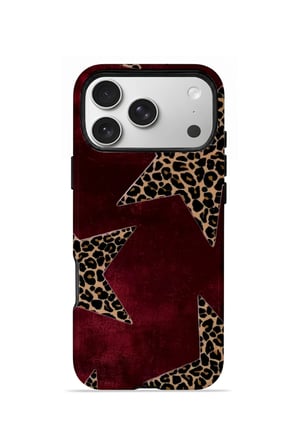 iPhone 17 Pro Max Vorian Çift Katmanlı Kılıf Bordeaux Leopard Star