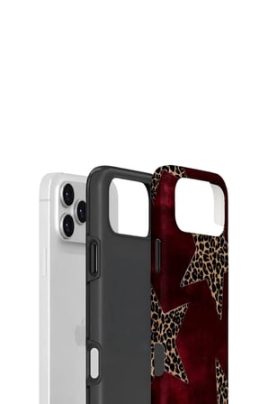 iPhone 17 Pro Max Vorian Çift Katmanlı Kılıf Bordeaux Leopard Star