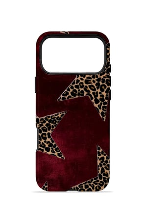 iPhone 17 Pro Max Vorian Çift Katmanlı Kılıf Bordeaux Leopard Star