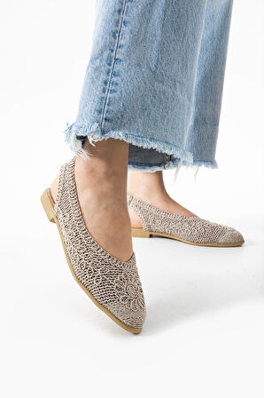 Kadın Yazlık Arka Açık Babet Nefes Alabilen Örgü Hasır Ayakkabı