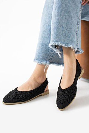 Kadın Yazlık Arka Açık Babet Nefes Alabilen Örgü Hasır Ayakkabı