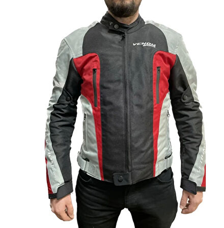 VENOM CEKET AIR RACING AÇIK GRİ KIRMIZI 