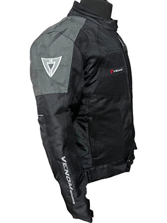 VENOM MOTOSİKLET CEKETİ DYNAMIC LADY SİYAH-GRİ