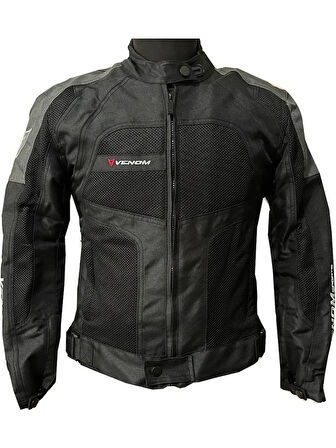 VENOM MOTOSİKLET CEKETİ DYNAMIC LADY SİYAH-GRİ