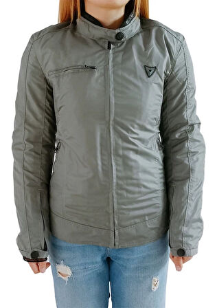 VENOM MOTOSİKLET CEKETİ ALICE LADY GRİ (DAR KALIP)