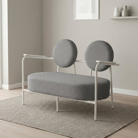 Venüs İkili Koltuk Soft Kumaş Ofis Bekleme Koltuğu Beyaz Metal İskeletli - AÇIK GRİ