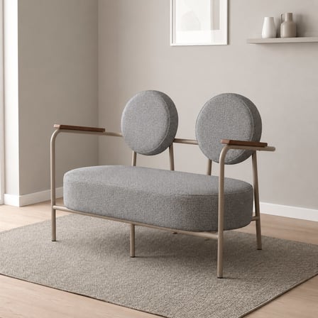 Venüs İkili Koltuk Soft Kumaş Ofis Bekleme Koltuğu Cappuccino Metal İskeletli -  AÇIK GRİ