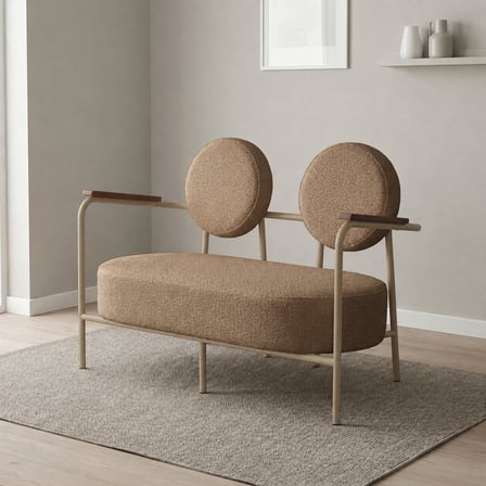 Venüs İkili Koltuk Soft Kumaş Ofis Bekleme Koltuğu Cappuccino Metal İskeletli - CAPPUCCİNO BEJ