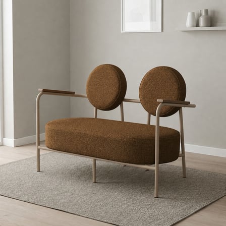 Venüs İkili Koltuk Soft Kumaş Ofis Bekleme Koltuğu Cappuccino Metal İskeletli -  KAHVERENGİ