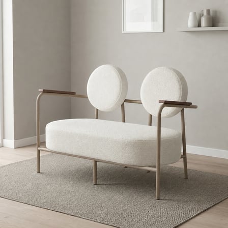 Venüs İkili Koltuk Soft Kumaş Ofis Bekleme Koltuğu Cappuccino Metal İskeletli - KIRIK BEYAZ