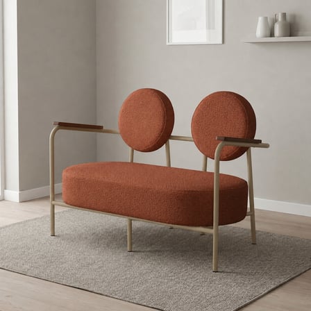 Venüs İkili Koltuk Soft Kumaş Ofis Bekleme Koltuğu Cappuccino Metal İskeletli - KİREMİT