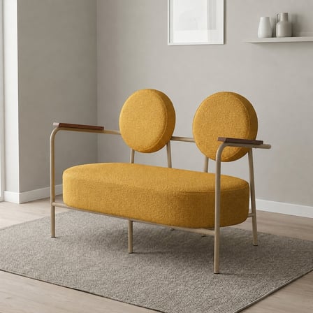 Venüs İkili Koltuk Soft Kumaş Ofis Bekleme Koltuğu Cappuccino Metal İskeletli - SARI