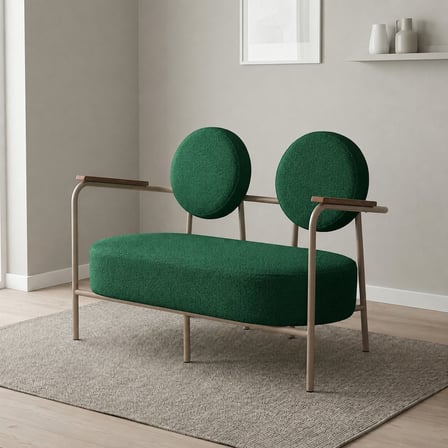 Venüs İkili Koltuk Soft Kumaş Ofis Bekleme Koltuğu Cappuccino Metal İskeletli -  YEŞİL