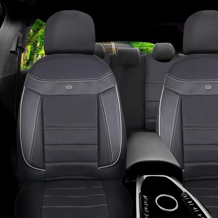 Ford Focus Araçlara Uyumlu Oto Koltuk Kılıfı Seti - Venüs Serisi Siyah/Beyaz