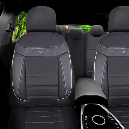 Nissan Micra Araçlara Uyumlu Oto Koltuk Kılıfı Seti - Venüs Serisi Siyah/Beyaz
