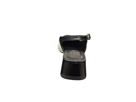 Ventes 8671036Z Arkası Açık Yuvarlak Burun 4 cm Kalın Topuklu Hasır Ayakkabı
