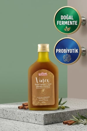 İkili Set Doğal Fermente Zeytin yaprağı ve Tarçın Ekstraktlı  2 x 200 ml | Avantajlı Ekonomik Fermente Sirke Paketi
