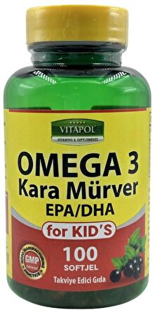 Vitapol Omega 3 Çocuk Balık Yağı Kara Mürver 100 Softgel For Kid's Çocuklar İçin