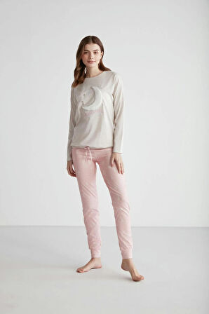 U.S. POLO ASSN. - Kadın Somon Kapşonlu Pijama Takımı 16946